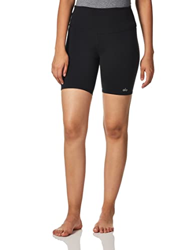 Alo Yoga Damen Biker hoher Taille, tailliert Yoga-Shorts, schwarz, Klein von Alo Yoga