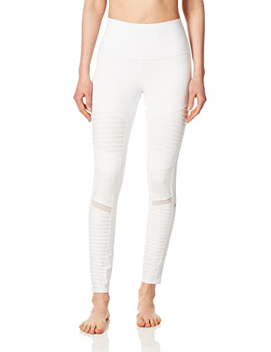 Alo Yoga Damen Moto hoher Taille Leggings, Weiß/Weiß Glänzend, M von Alo Yoga