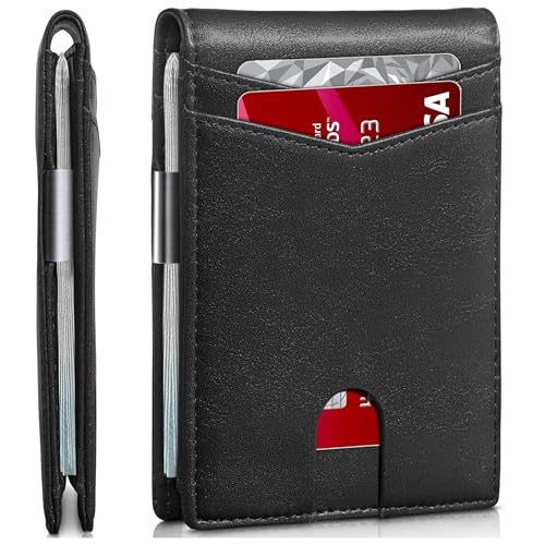 Alogy Geldbörse Herren mit Clip Kartenhalter & Geldscheine - Minimalistisch, RFID-Blocking, Metallclip - Für 10 Karten Visitenkarten Geschenk Anti-Diebstahl Dünn 1,5cm RFID-Blocking Schwarz, sc von Alogy