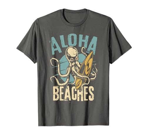 Cooles Surfer Design mit Oktopus Kraken - Aloha Beaches! T-Shirt von Aloha Beaches Oktopus Surf Kraken Strand Geschenke