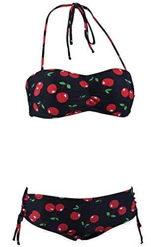 Aloha-Beachwear Damen Bikini A4014 Schwarz/Kirschen Gr. 38 von Aloha-Beachwear
