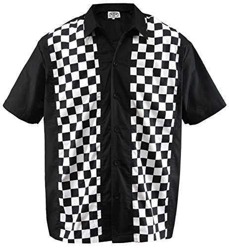 Herren Bowling Shirt Hemd Karo Check Ska Sheen Rockabilly kariert, Schwarz (XL/Xtra-Large) von Aloha-Beachwear
