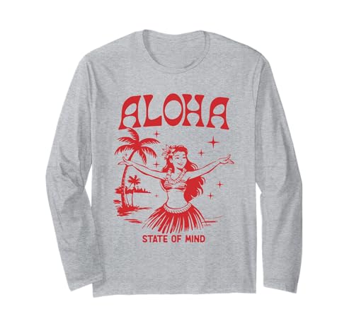 Retro Aloha Hula Girl im Vintage-Look, hawaiianischer Inselzustand Langarmshirt von Aloha Hawaii Hawaiian Island Hula Dancer Shirt