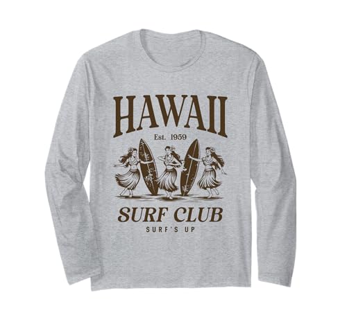 Retro Hawaii Surf Club Shirt Hula Girls Surfboard Surf's Up Langarmshirt Retro Hawaii Surf Club Shirt Hula Girls Surfboard Surf's Up Langarmshirt von Aloha Hawaii Hawaiian Island Hula Dancer Shirt