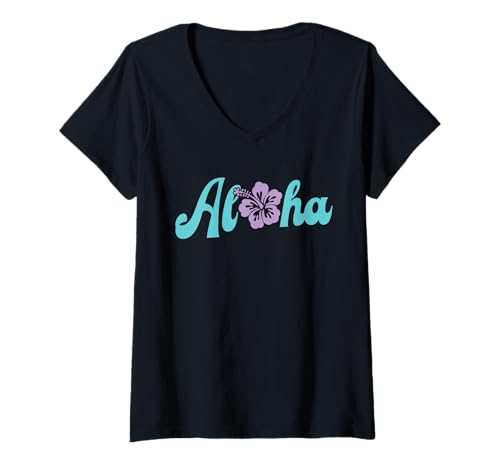 Damen Aloha Hawaii Sommerurlaub T-Shirt mit V-Ausschnitt Damen Aloha Hawaii Sommerurlaub T-Shirt mit V-Ausschnitt von Aloha Hawaii Hawaiian Island Summer Clothing