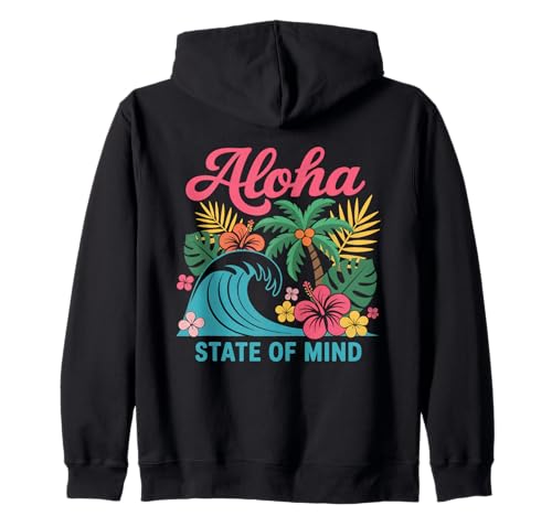 Aloha State of Mind Hawaii-Strand-Palme, Retro-Design, für Damen Kapuzenjacke von Aloha Hawaii Hawaiian Island Vacation Beach Lover