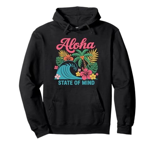 Aloha State of Mind Hawaii-Strand-Palme, Retro-Design, für Damen Pullover Hoodie von Aloha Hawaii Hawaiian Island Vacation Beach Lover