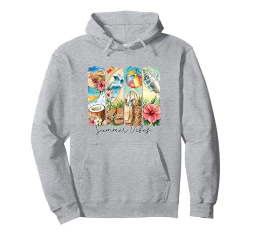 Bunte Sommer Strand Hibiskus Surfbrett Muscheln Frauen Reisen Pullover Hoodie von Aloha Hawaii Hawaiian Island Vacation Beach Lover