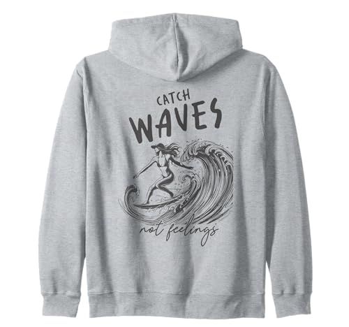 „Catch Waves Not Feelings“ Surf Girl Ocean Wave Retro-Strand Kapuzenjacke von Aloha Hawaii Hawaiian Island Vacation Beach Lover