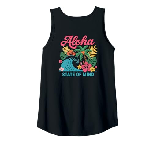 Damen Aloha State of Mind Hawaii-Strand-Palme, Retro-Design, für Damen Tank Top von Aloha Hawaii Hawaiian Island Vacation Beach Lover