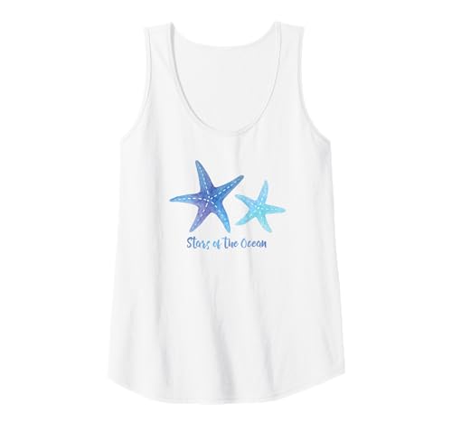 Damen Aquarell Seestern Sterne des Ozeans Strand Meer Leben niedlich Tank Top von Aloha Hawaii Hawaiian Island Vacation Beach Lover