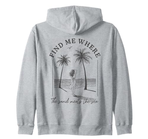 Finde mich, wo der Sand auf das Meer trifft Beach Palms Girl Ocean Kapuzenjacke von Aloha Hawaii Hawaiian Island Vacation Beach Lover