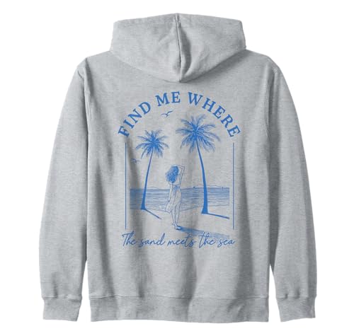 Finde mich, wo der Sand auf das Meer trifft Beach Palms Girl Ocean Kapuzenjacke von Aloha Hawaii Hawaiian Island Vacation Beach Lover