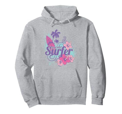 Retro Pacific Surfer Girl Tropical Surfboard Blumen Surfen Pullover Hoodie von Aloha Hawaii Hawaiian Island Vacation Beach Lover