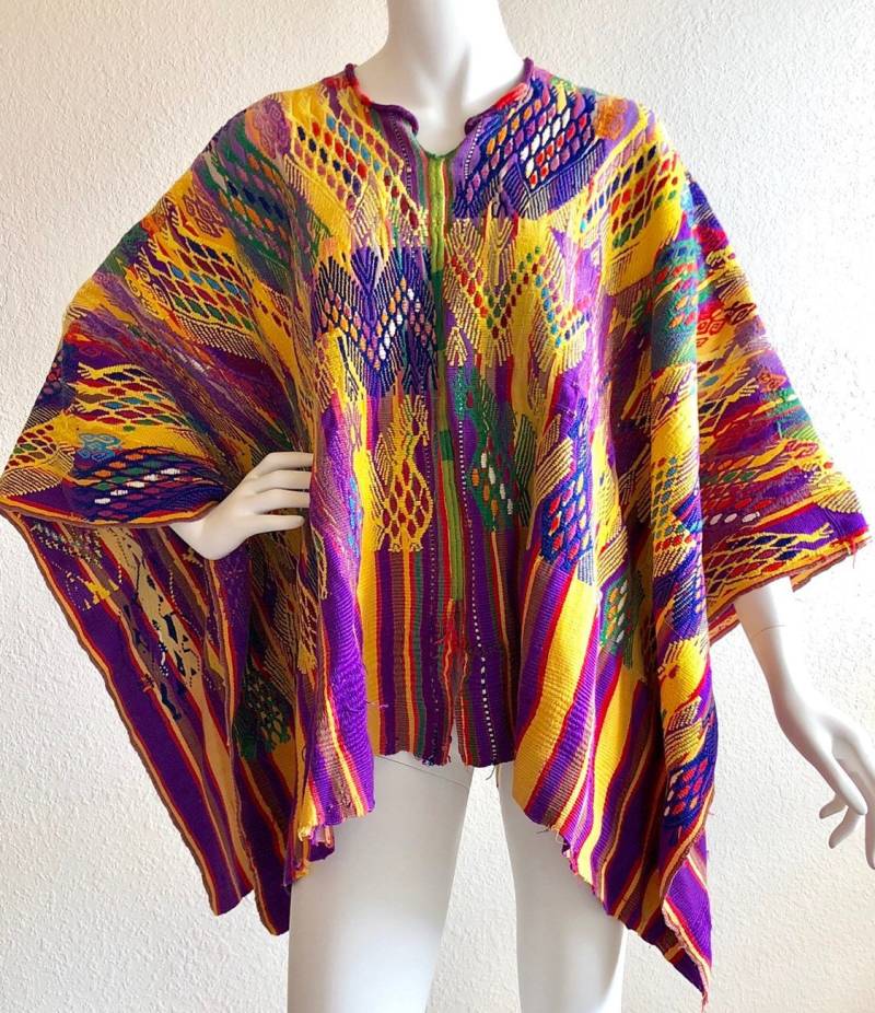 Vintage Gewebtes Textil Hand Bestickt Huipil Poncho Bunt Wunderschöne von AlohaGypsyVintage