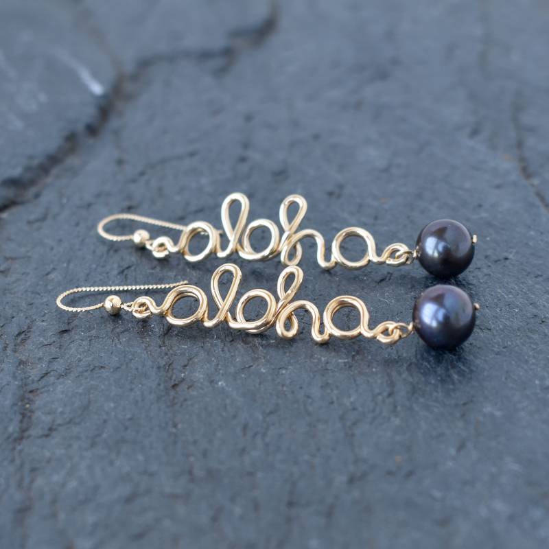 Aloha Perle Vertikale Ohrringe, Hawaii Urlaub, Schmuck, Hand Gebogener Draht, Hergestellt in Mit Aloha Perle Vertikale Ohrringe, Hawaii Urlaub, Schmuck, Hand Gebogener Draht, Hergestellt in Mit von AlohaMadeJewelry