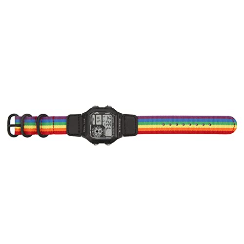 Alomejor Canvas -Gurt Leuchtend wasserdichte Multi -Funktion Digital Chronograph Watch Retro Style Electronic Watch (6 Farben) von Alomejor
