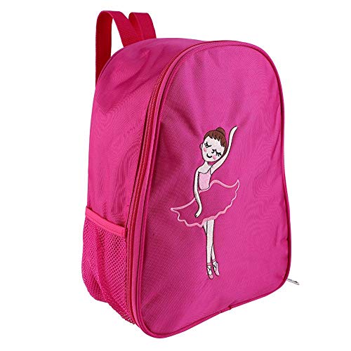 Alomejor Mädchen Balletttasche Zip Top Grab Bag Mädchen Ballett mit angebrachter Geldbörse Ballerina Dance bestickter Rucksack(Rosenrot) von Alomejor