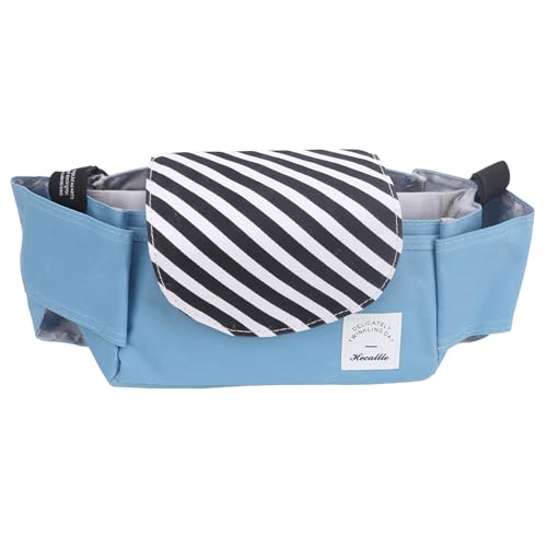 Alomejor Polyester -Kinderwagen -Aufbewahrungstasche, Blauer Kinderwagen Organizer mit Becherhaltern Zubehör für Telefonwindeln Flaschen Flaschen von Alomejor