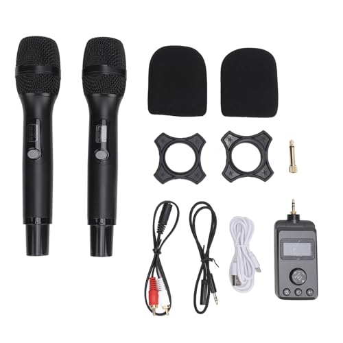 Duales Mikrofon, Dynamisches UHF-Hand-Schnurlosmikrofon mit Wiederaufladbarem Empfänger für KTV-Gesang von Alomejor