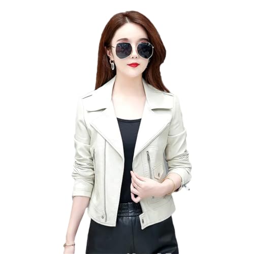 Alonepat Damen Lederjacke Lederjacke Schaffelljacke Damen Echtlederjacke Echt Slim 862white 4XL von Alonepat