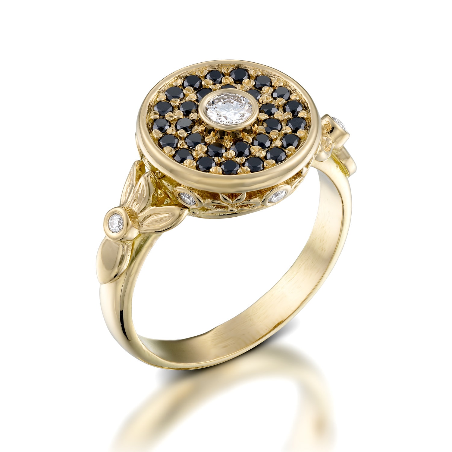 Diamant Kreis Ring Verlobungsring Goldring Black Diamond Ringe Im Jugendstil von AloniJewelry