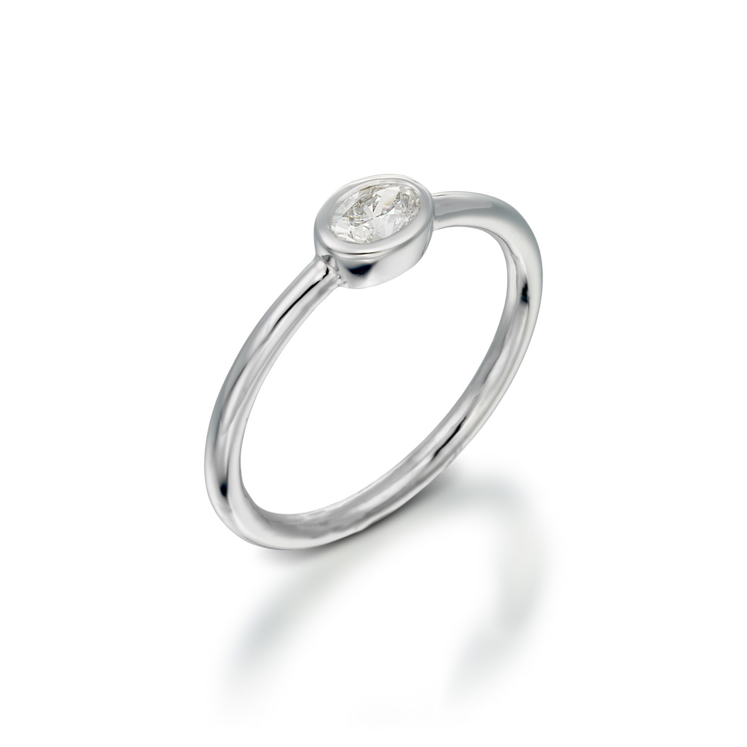 Diamant Verlobungsring, Weißgoldring, Zarter Ring, Natürlicher Diamantring, Stapelring, Verlobungsring von AloniJewelry