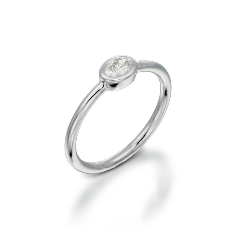 Diamant Verlobungsring, Weißgoldring, Zarter Ring, Natürlicher Diamantring, Stapelring, Verlobungsring von AloniJewelry