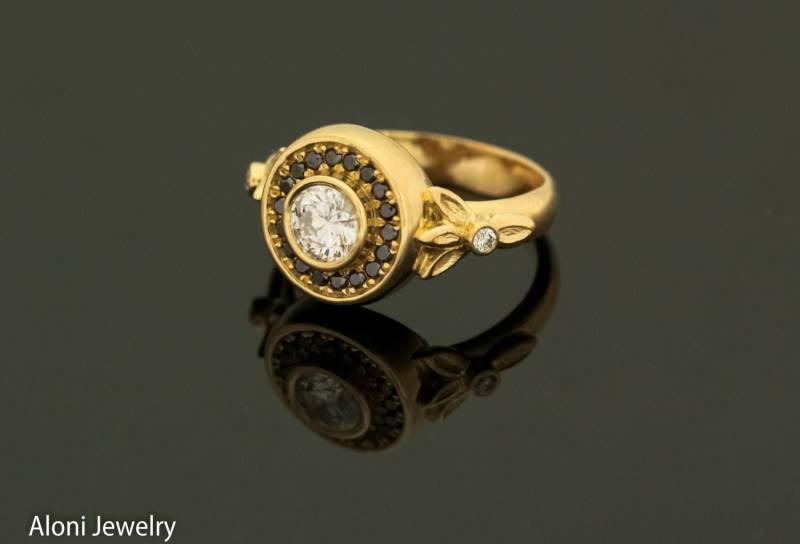 Handgemachter Kreis Ring Zarter Diamant Verlobungsring Diamantringdünner von AloniJewelry