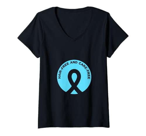 Damen Alopecia Freiheit - Ohne Haar, ohne Sorgen T-Shirt mit V-Ausschnitt von Alopecia Areata Awareness Designs