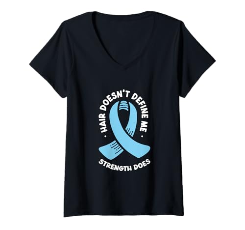 Damen Stärke statt Haare - Selbstbewusste Botschaft T-Shirt mit V-Ausschnitt Damen Stärke statt Haare - Selbstbewusste Botschaft T-Shirt mit V-Ausschnitt von Alopecia Areata Awareness Designs