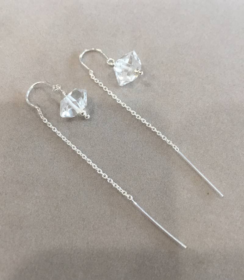 Herkimer Diamant Sterling Silber Threader Ohrringe, Ohrringe von AloraLotus