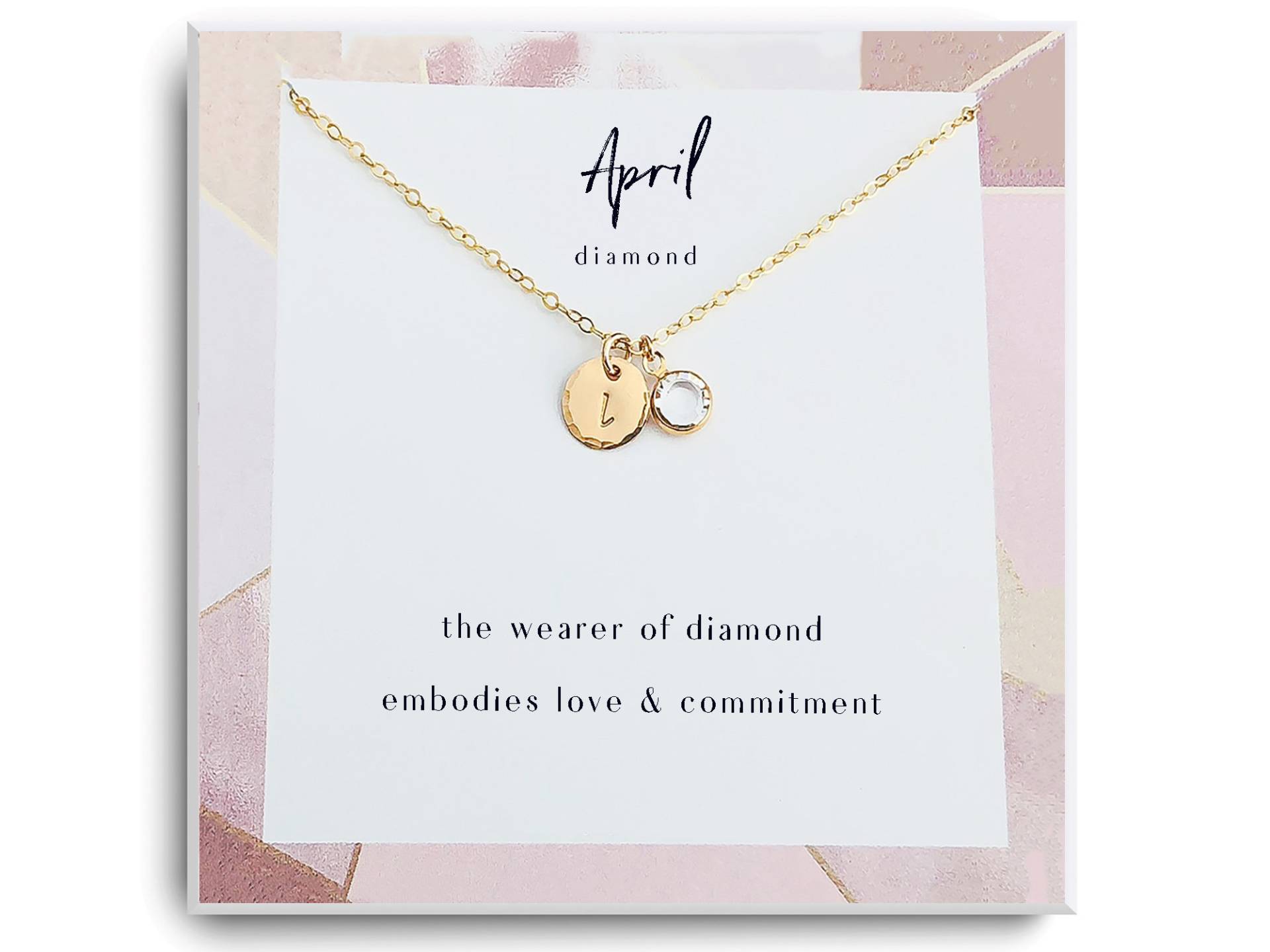 April Geburtsstein Swarovski Halskette - Bergkristall Halskette, Heilstein Chakra Geschenk Diamant Gold von Aloralinks