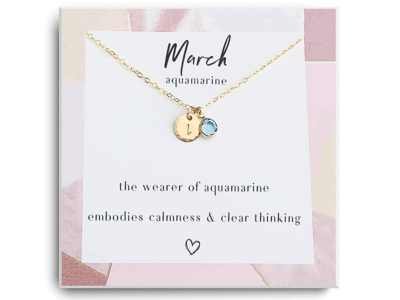 März Geburtsstein Halskette - Aquamarin Blauer Edelstein Kristall Heilung Geburtstagsgeschenk Swarovski Gold Geschenk Für Sie von Aloralinks