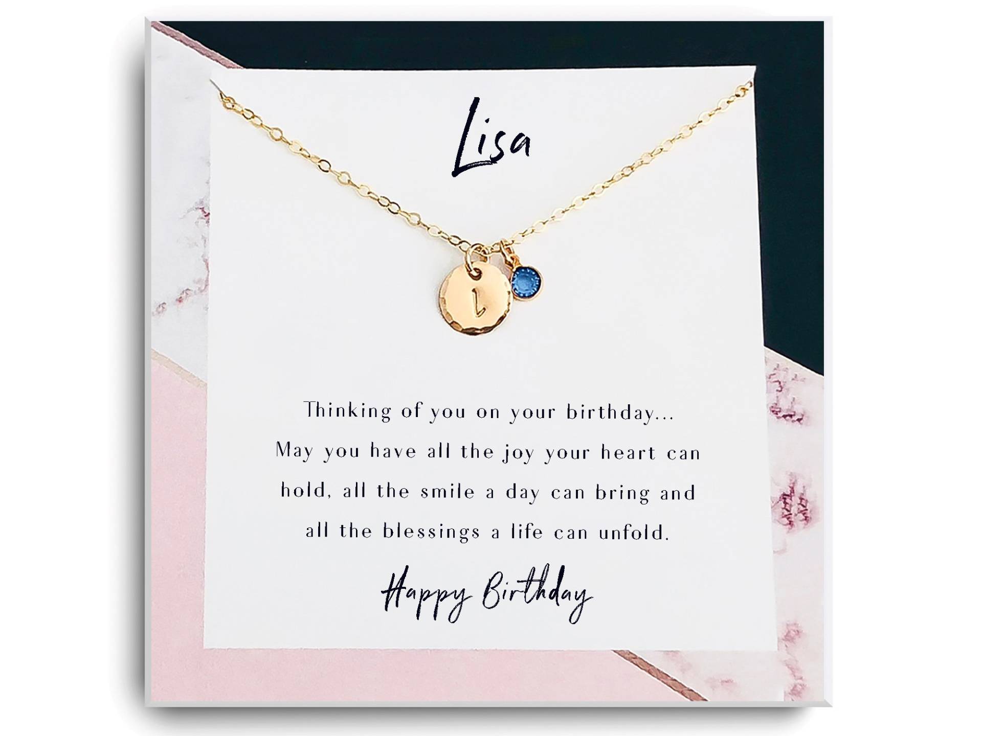 September Geburtsstein Halskette - Saphir Schmuck Individuelle Initiale Geburtstagsgeschenk Geschenk Für Freundin von Aloralinks