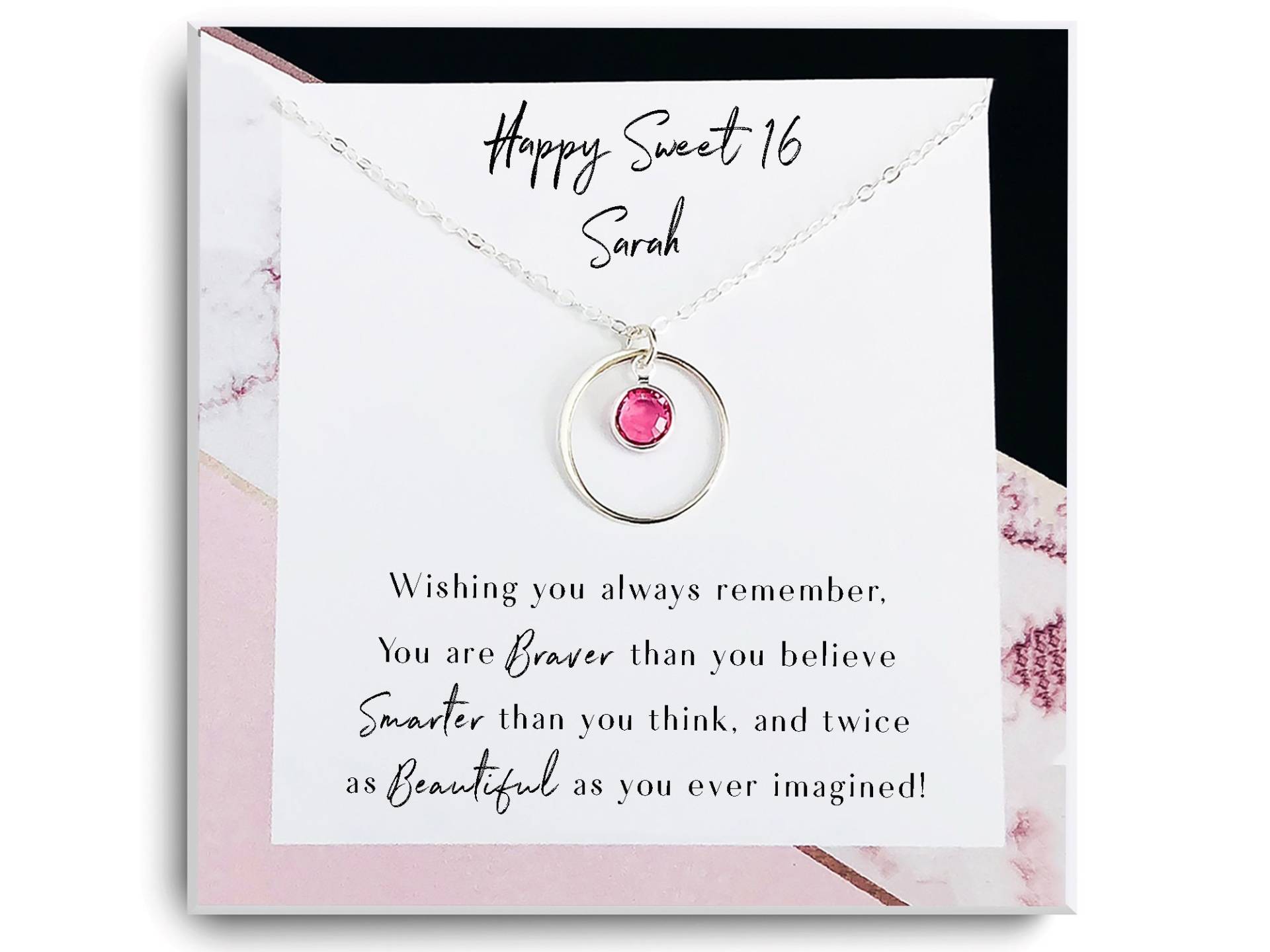 Süße 16 Geschenk - 16. Geburtstag Mädchen Halskette, Halskette Süßer Sechzehn Schmuck Geburtsstein Für Enkelin von Aloralinks