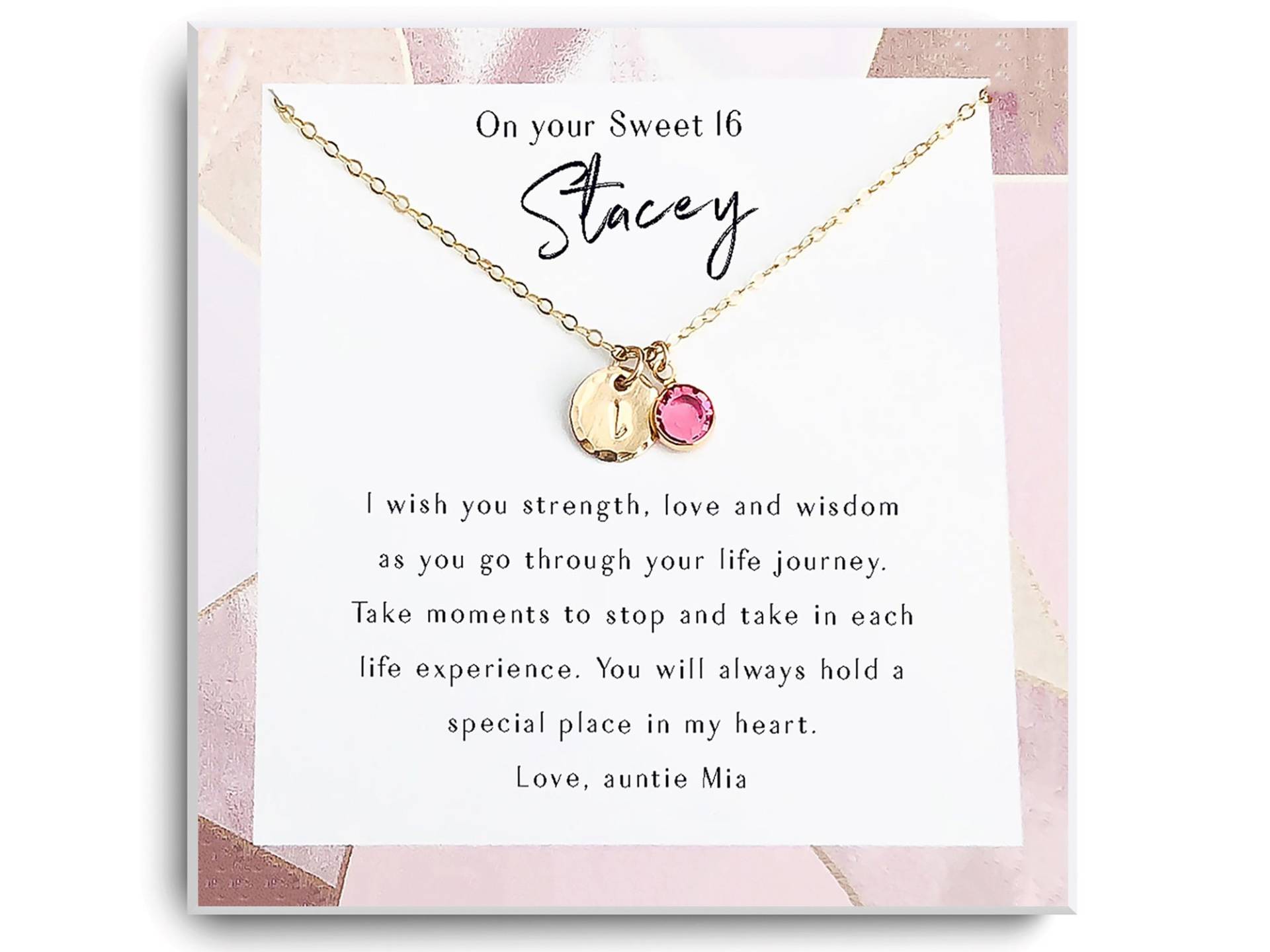 Süße 16 Geschenk Halskette - Geburtsstein 16. Geburtstag Mädchen Süßer Sechzehn Schmuck Gold, Silber von Aloralinks