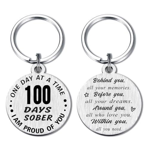Alotozo Sober Gifts for Women Men - AA Nüchternheit Schlüsselanhänger - Alkohol Drogen Sucht Genesung Geschenke - Happy Soberversary Party Geschenke Schlüsselanhänger, 100 Days Sober, S Alotozo Sober Gifts for Women Men - AA Nüchternheit Schlüsselanhänger - Alkohol Drogen Sucht Genesung Geschenke - Happy Soberversary Party Geschenke Schlüsselanhänger, 100 Days Sober, S von Alotozo