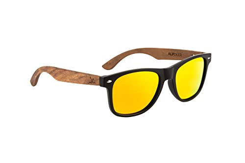 AlpDeer Holz Sonnenbrille Walnuss Damen und Herren UV400 Polarisiert (orange) von AlpDeer