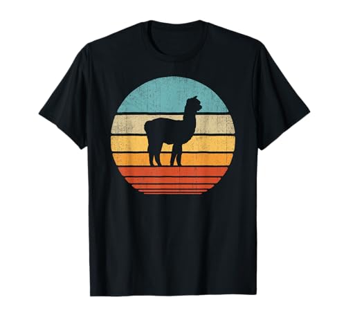 Alpaka Retro Vintage 60er 70er Jahre Sonnenuntergang Bauernhof Tier Bauer Herren T-Shirt von Alpaca Squad Co