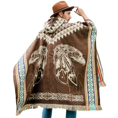 Alpaca World | Alpaka Ponchos für Damen und Herren | Handgefertigt mit dem besten Baby-Alpakawolle-Material von ecuadorianischen Kunsthandwerkern., Adler Braun, Einheitsgröße von Alpaca World