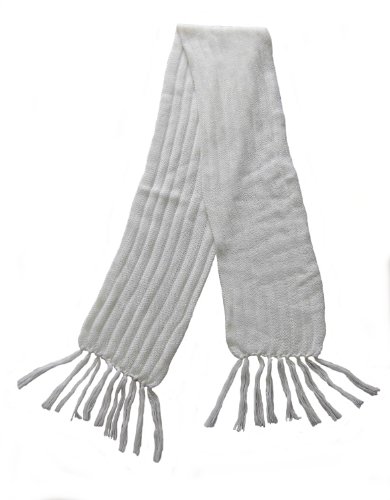 Alpacaandmore Gerippter Schal Alpakawolle Strickschal 170 x 18 cm (weiß) von Alpacaandmore