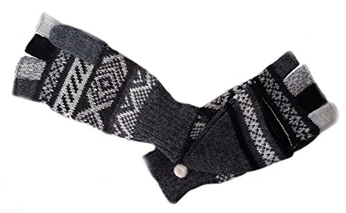Alpacaandmore Unisex gestrickte Handschuhe Alpakawolle umklappbare Kappen von Bhgytec