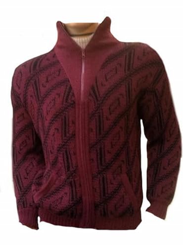 Alpacaandmore Weinrote Herren Rollkragen Strickjacke Peruanische Alpakawolle (XL) von Alpacaandmore