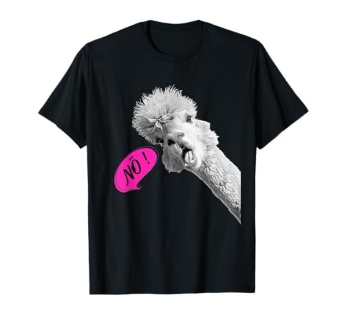 Alpaka Lama Herz-Liebes-Design-Geschenk Nö einfach Nö lustiges sprechendes süßes Unisex Kinder und Erwachsene Schwarz Kurzarm Casual Classic Short Sleeve T-Shirt von Alpaka Lama Herz-Liebes-Design-Geschenk