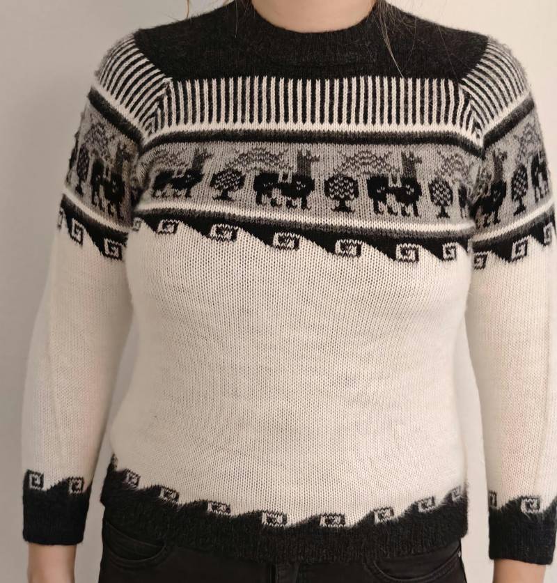 Alpaka Pullover Damen Größe M Alpakamuster Weiß Grau Aus Bolivien Gestrickt Pullis Inka Alpaca Herbst Winter Alpaka Pullover Damen Größe M Alpakamuster Weiß Grau Aus Bolivien Gestrickt Pullis Inka Alpaca Herbst Winter von AlpaquitaBoliviana