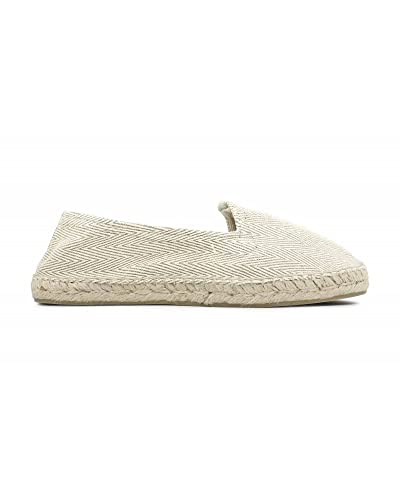 ALPARGATUS Espadrilles aus zweifarbigem Fischgrätenmuster, handgefertigt in Spanien, Eierschalenfarben / Sandfarben, 42 EU ALPARGATUS Espadrilles aus zweifarbigem Fischgrätenmuster, handgefertigt in Spanien, Eierschalenfarben / Sandfarben, 42 EU von Alpargatus