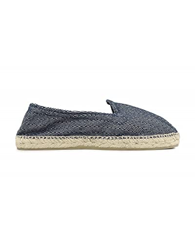 ALPARGATUS Espadrilles aus zweifarbigem Fischgrätenmuster, handgefertigt in Spanien, Rohes Marineblau, 48 EU von Alpargatus