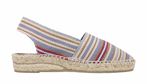 ALPARGATUS Espadrilles mit niedrigem Keilabsatz und gestreiftem Design (handgefertigt in Spanien), Hellblau, 37 EU von Alpargatus