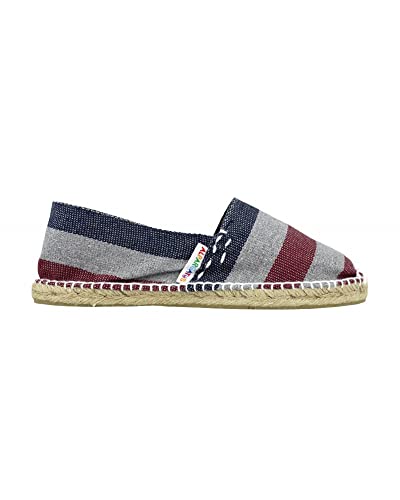 ALPARGATUS Flache Espadrilles mit breiten Streifen, Marineblau, Bordeaux, 35 EU von Alpargatus